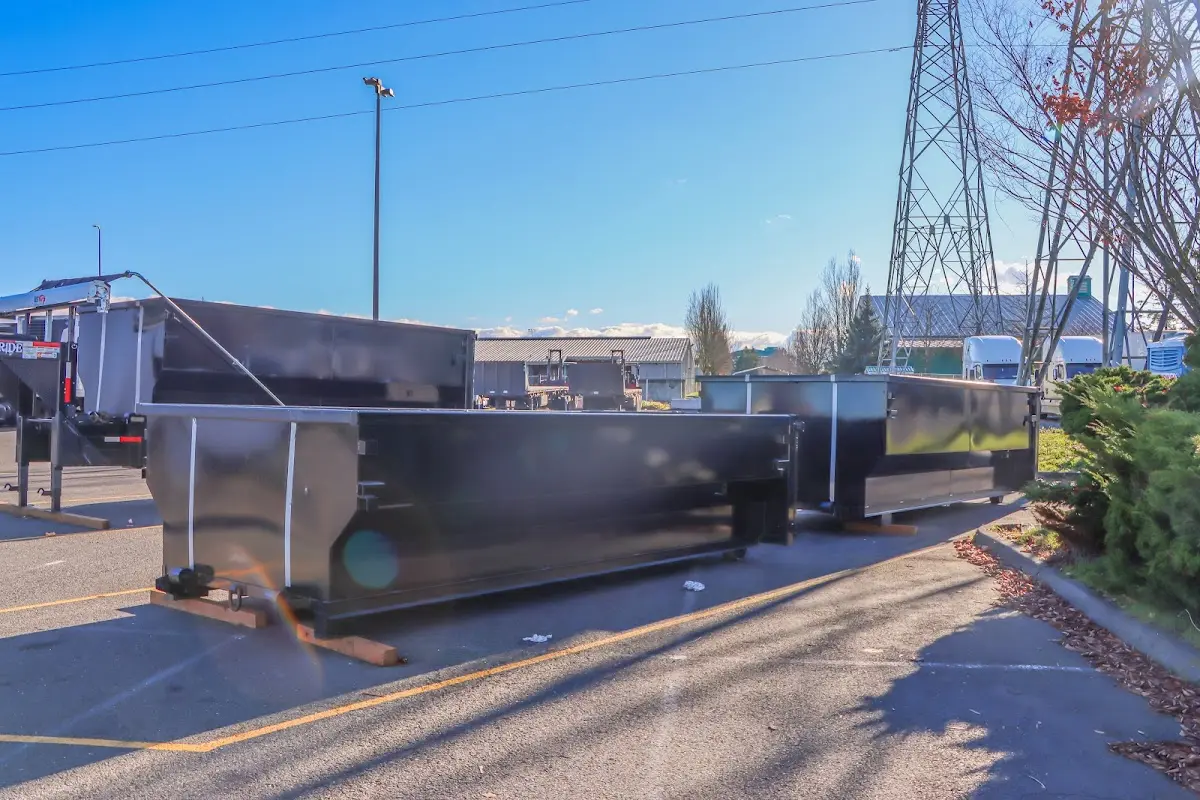 Roll-off dumpster ready for waste disposal at job site for Commercial Dumpster Rental in Lincolnton